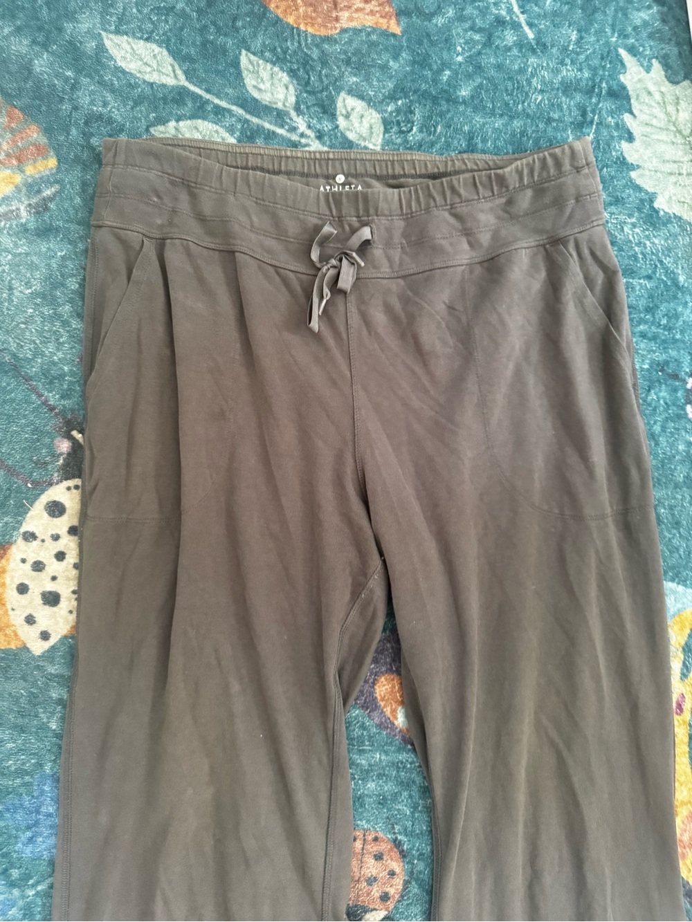 Athleta Charcoal Gray Drawstring Yoga Pants M Lounge Pants Soft VGUC Athleisure